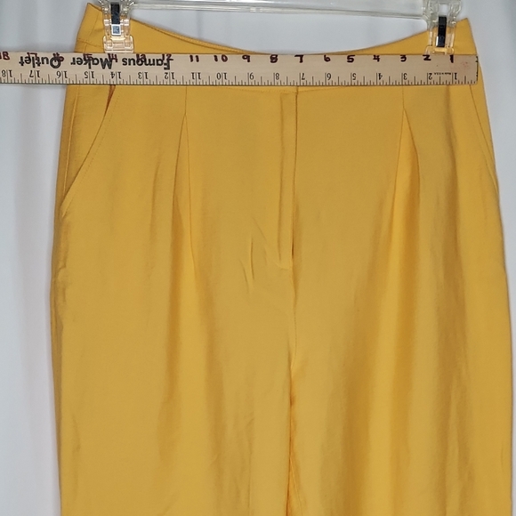 Something Navy Pleated Hi-Rise Pants Womens 10 Marigold Yellow Trouser Straight - Picture 7 of 9